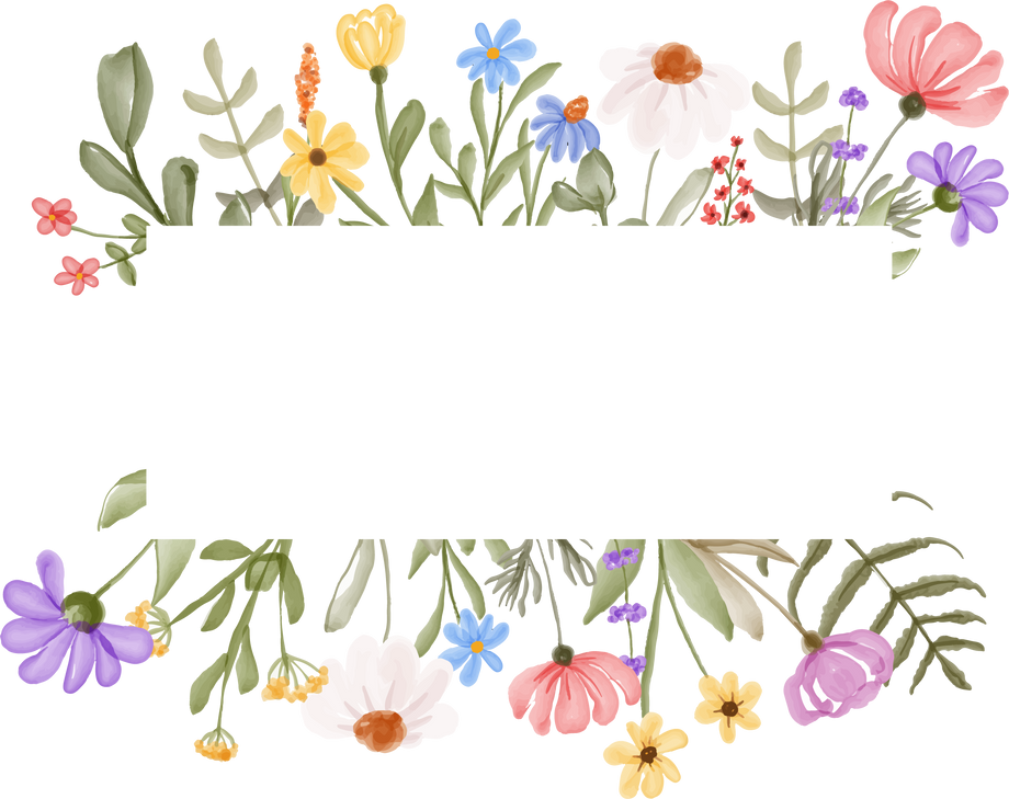 floral frame of flower and leaves wild flowers