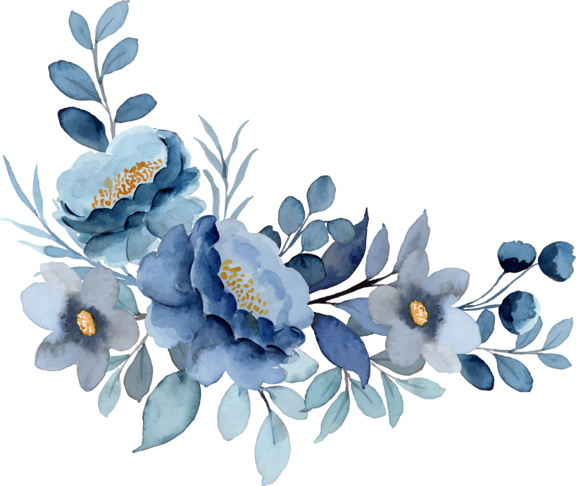 Blue watercolor flower arrangement