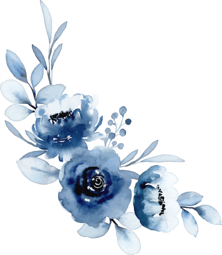 Blue watercolor flower